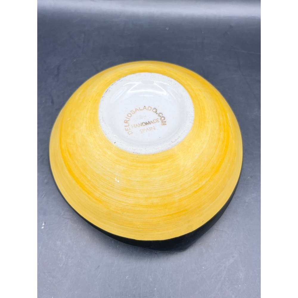 Del Rio Salado Spain Ceramic Hand Painted 3-Pointed Bowl Candy Dish 4.5" Spain - Picture 6 of 6